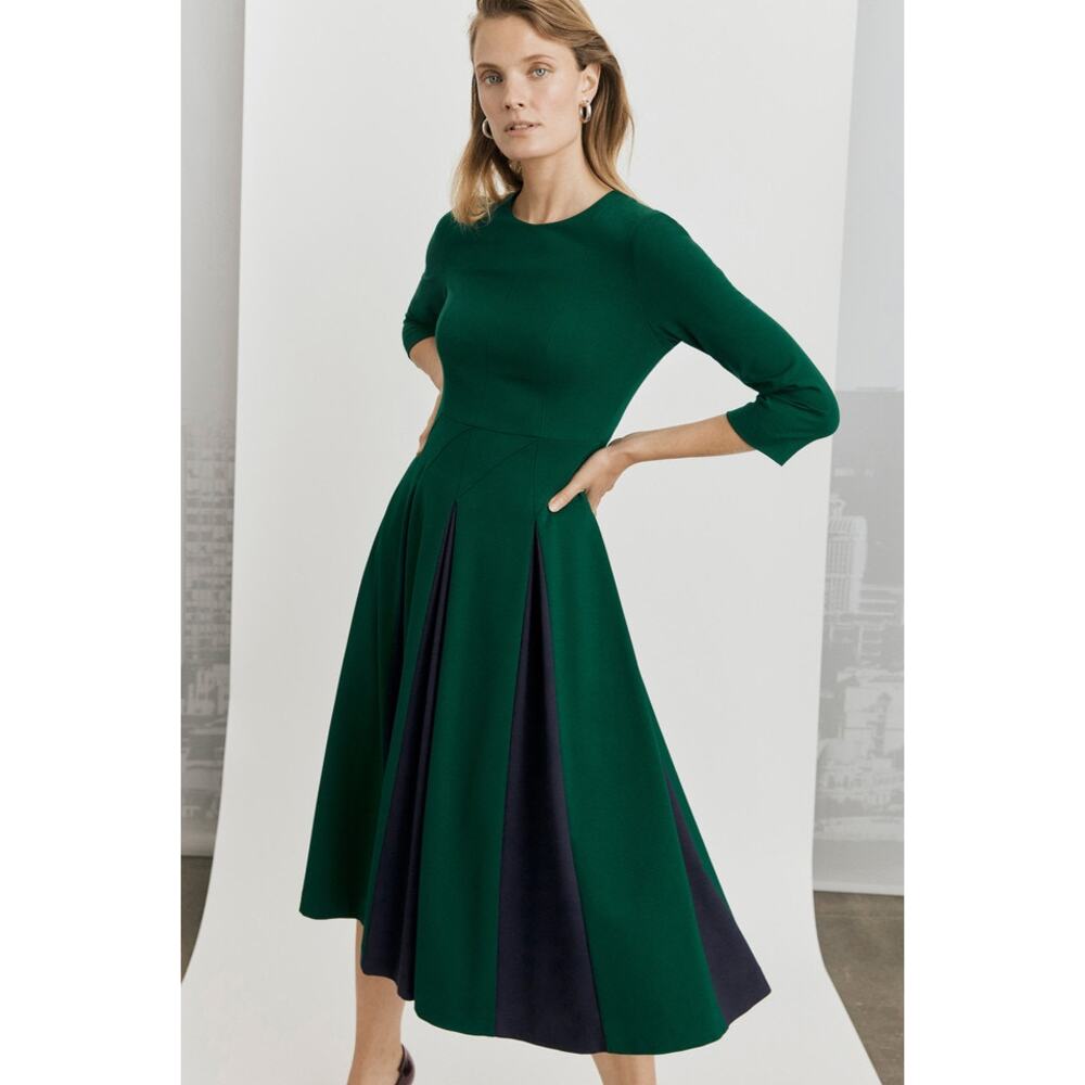 NWT The Fold London Elegant Green Midi Dress